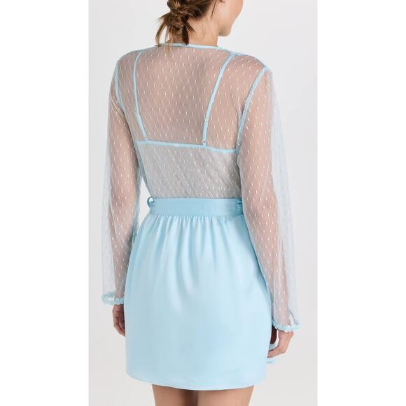 Flora Nikrooz Showstopper Charmeuse Robe Blue Size S - Picture 3 of 6